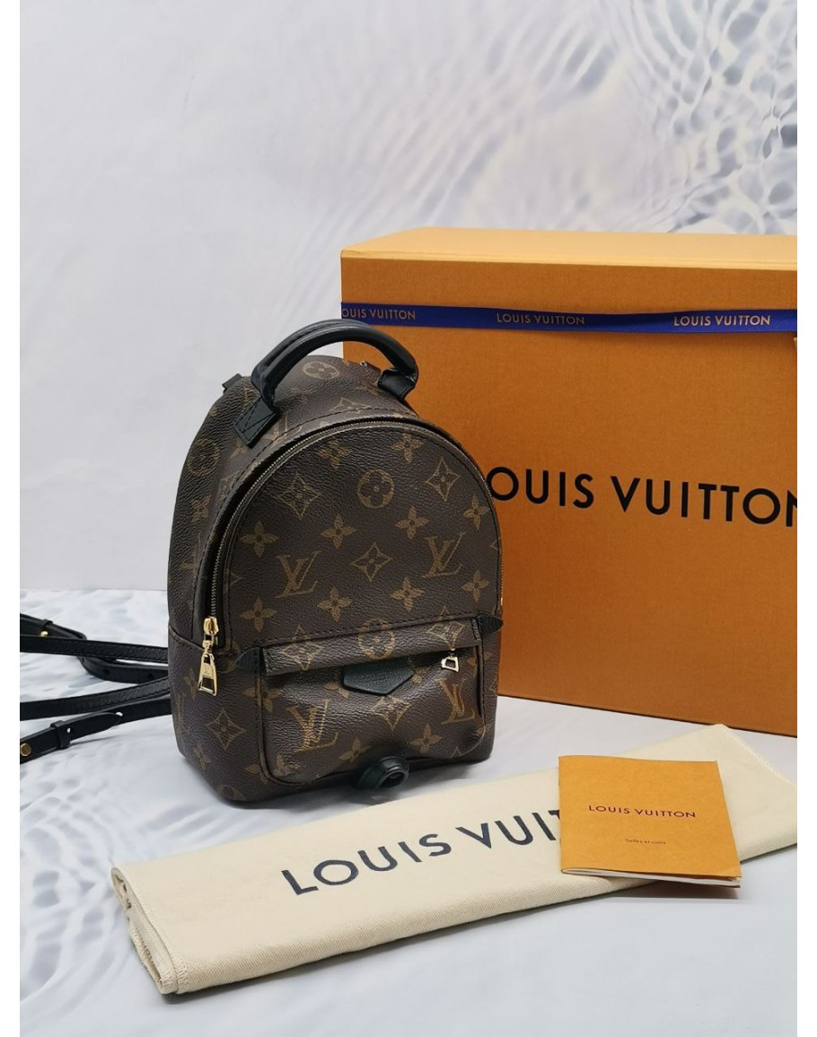 2020 LOUIS VUITTON PALM SPRINGS MINI BACKPACK SLING BAG IN BROWN MONOGRAM CANVAS FULL SET